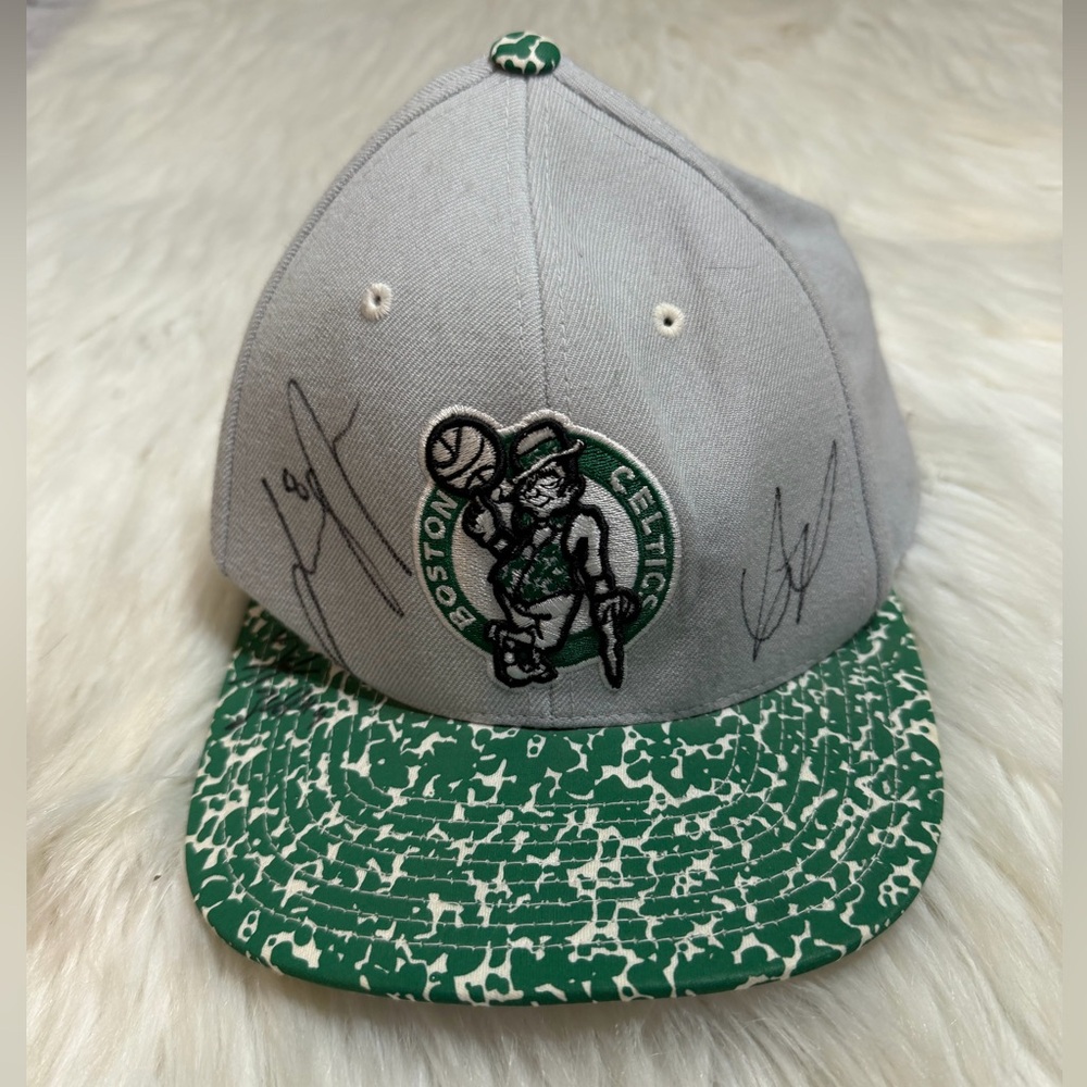 Mitchell & Ness Boston Celtics Cement Top Logo Snapback Hat autographed